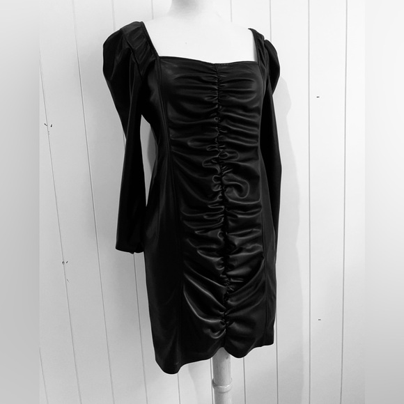 Generation Love NWT Estelle Vegan Leathet Mini Dress size L Black - Picture 1 of 13